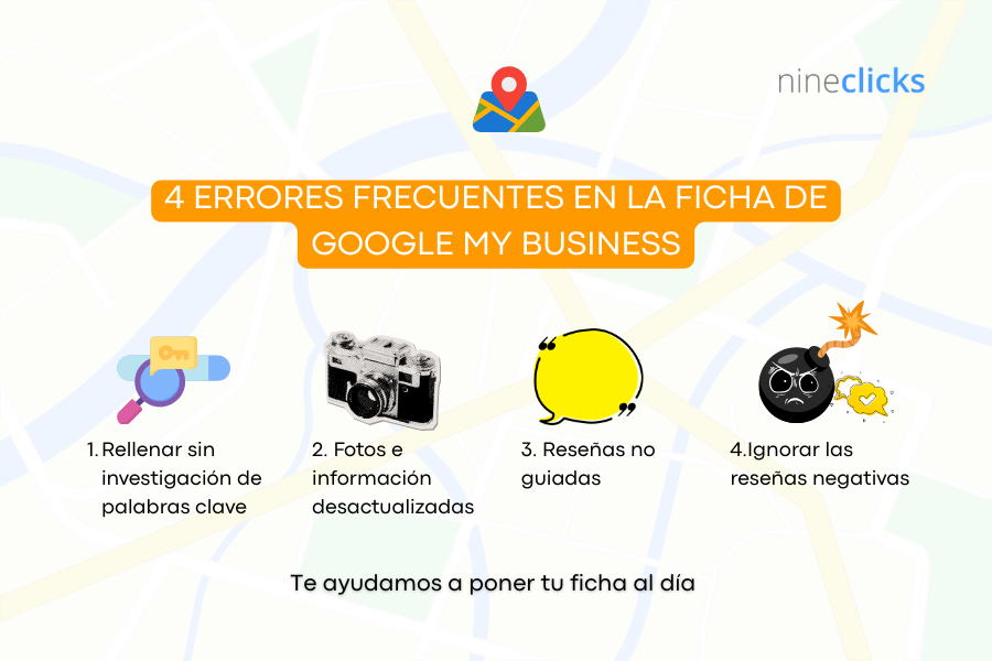 4 errores comunes en la ficha de google my business  | nineclicks Agencia de marketing Digital especializada en SEO, Seo Local y AEO/GEO